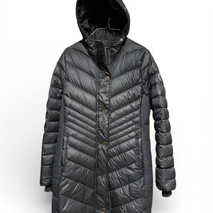 Abercrombie & Fitch Hooded Down Puffer Jacket Coat Womens  Long Knee S Black